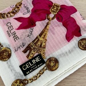 Vintage Celine Paris Arc-de-Triomphe Medallion Era Cotton Voile Scarf BNWT 1970s